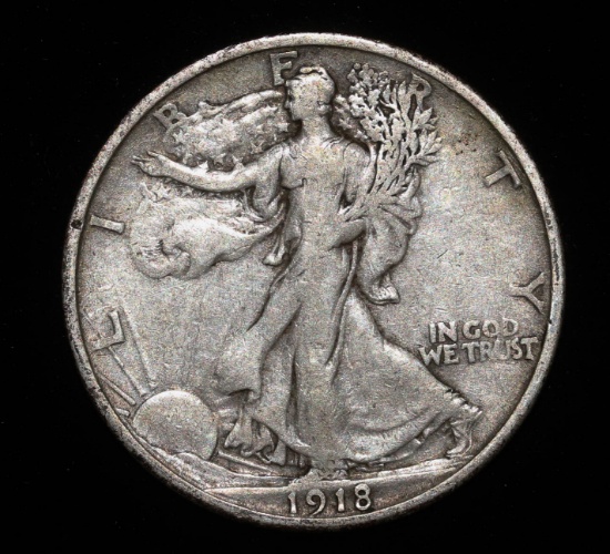 1918 S WALKING LIBERTY SILVER HALF DOLLAR COIN