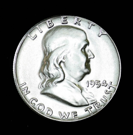 1954 FRANKLIN SILVER HALF DOLLAR COIN GEM BU UNC MS+++