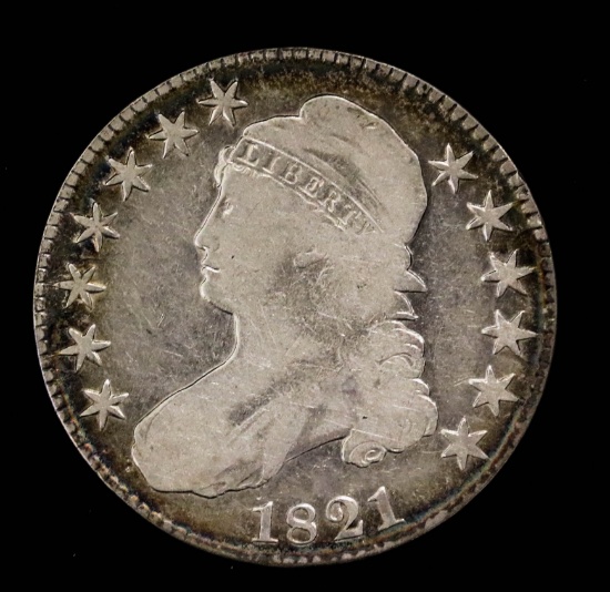 1821 DRAPED BUST HALF SILVER DOLLAR COIN