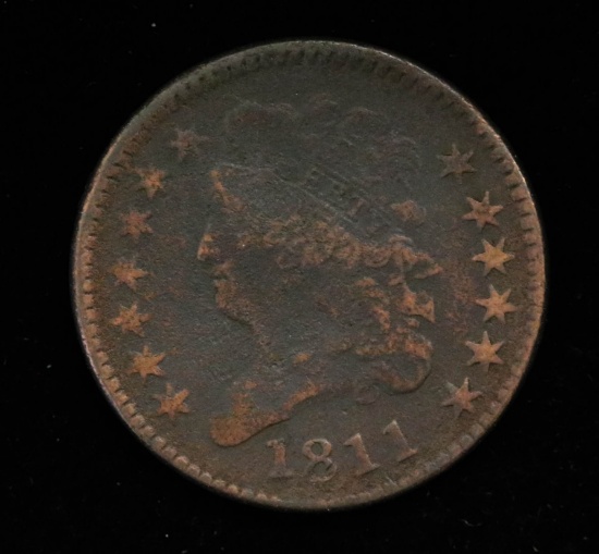 1811 BUST COPPER HALF CENT COIN