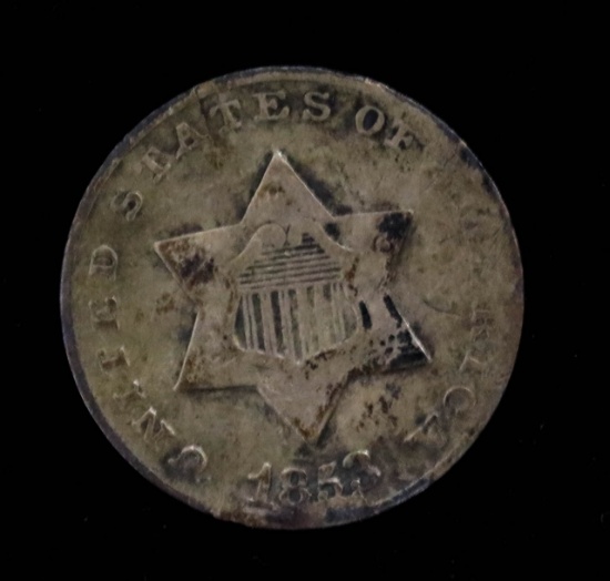 1853 SILVER THREE CENT SILVER COIN