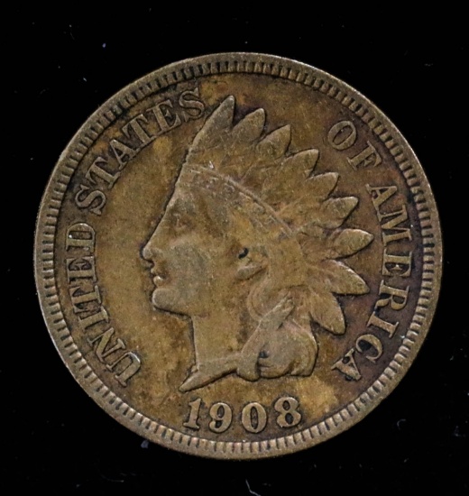 1908 S INDIAN HEAD CENT COPPER COIN