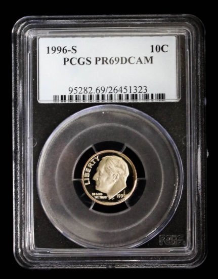 1996 S ROOSEVELT DIME COIN PCGS PROOF 69 DEEP CAMEO