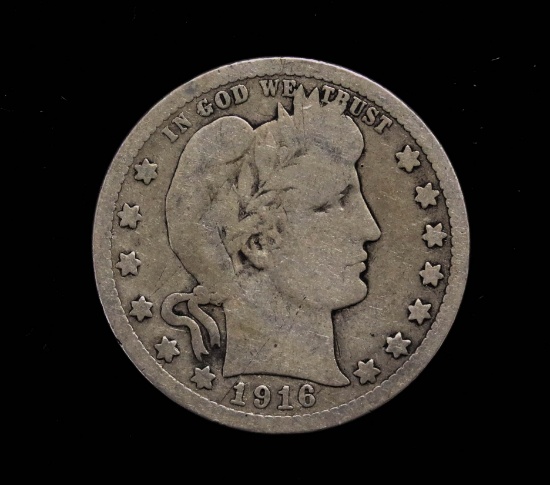 1916 D BARBER SILVER QUARTER DOLLAR COIN