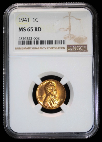 1941 WHEAT LINCOLN CENT PENNY COIN NGC MS65 RED