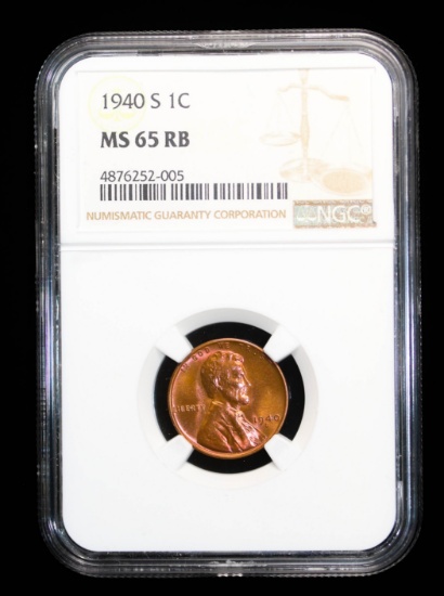 1940 S WHEAT LINCOLN CENT PENNY COIN NGC MS65 RED BROWN