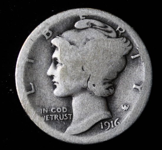 1916 S MERCURY SILVER DIME COIN