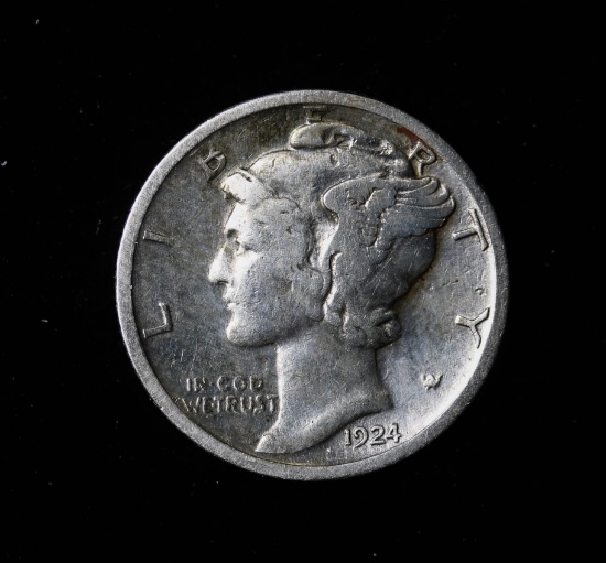 1924 D MERCURY SILVER DIME COIN