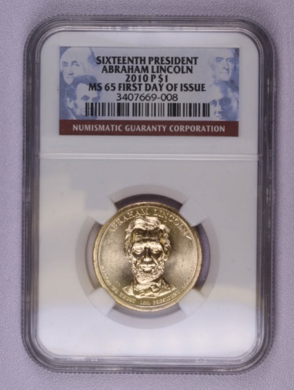 2010 P PRESIDENTIAL DOLLAR ABRAHAM LINCOLN NGC MS65 FIRST DAY
