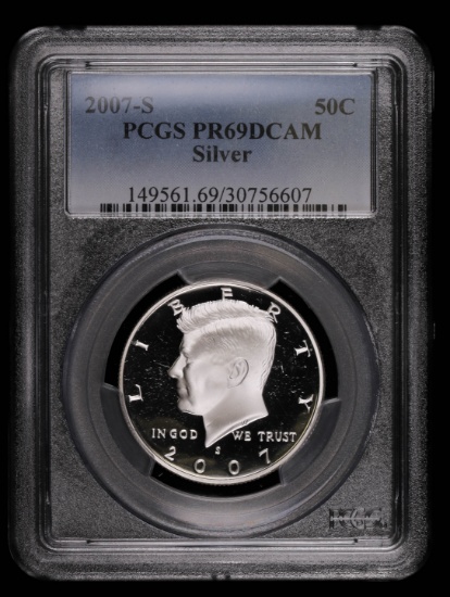 2007 S KENNEDY SILVER HALF DOLLAR COIN PCGS PR69 DCAM