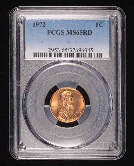 1972 LINCOLN CENT PENNY COIN PCGS MS65 RED