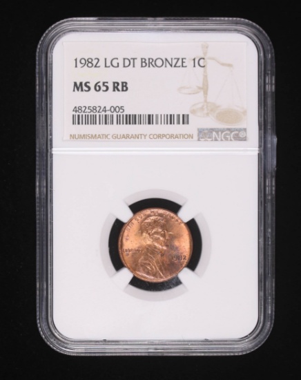 1982 LARGE DATE LINCOLN CENY PENNY BRONZE NGC MS65 RED BROWN