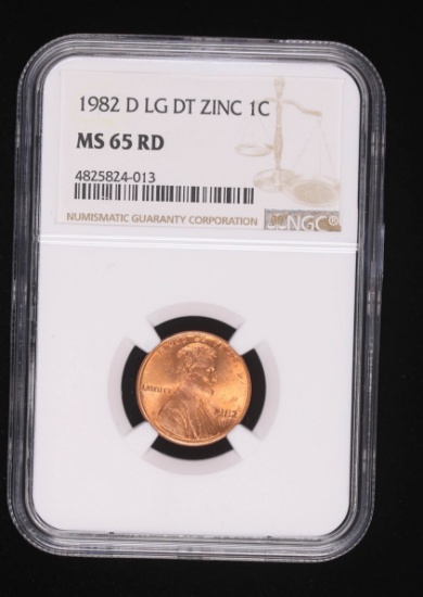 1982 D LARGE DATE LINCOLN CENY PENNY ZINC NGC MS65 RED