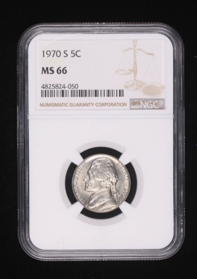 1970 S JEFFERSON NICKEL COIN NGC MS66