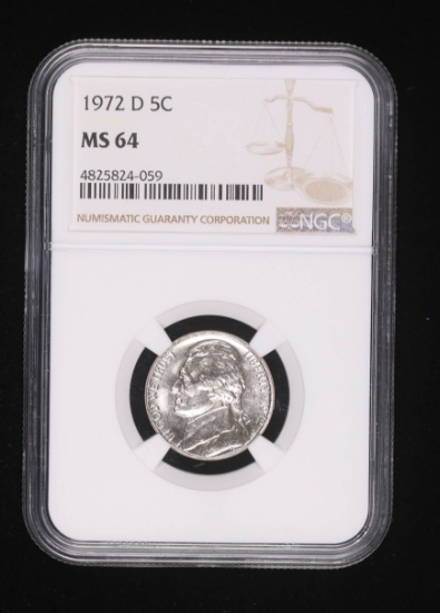 1972 D JEFFERSON NICKEL COIN NGC MS64