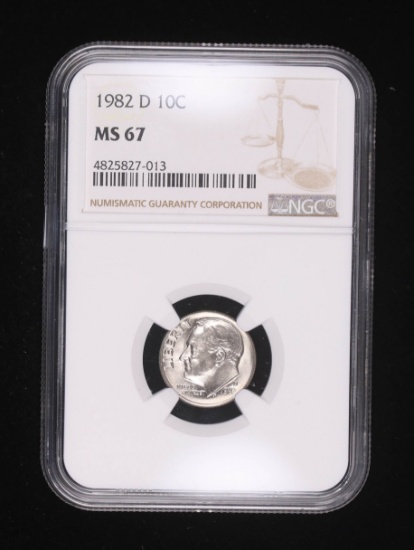 1982 D ROOSEVELT DIME COIN NGC MS67