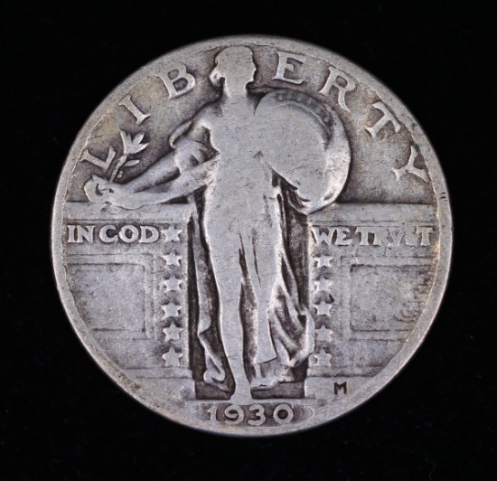 1930 STANDING SILVER QUARTER DOLLAR COIN