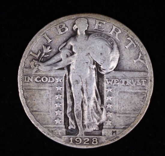 1928 STANDING SILVER QUARTER DOLLAR COIN