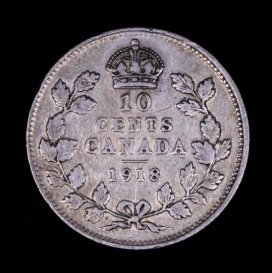 1918 CANADA SILVER DIME COIN