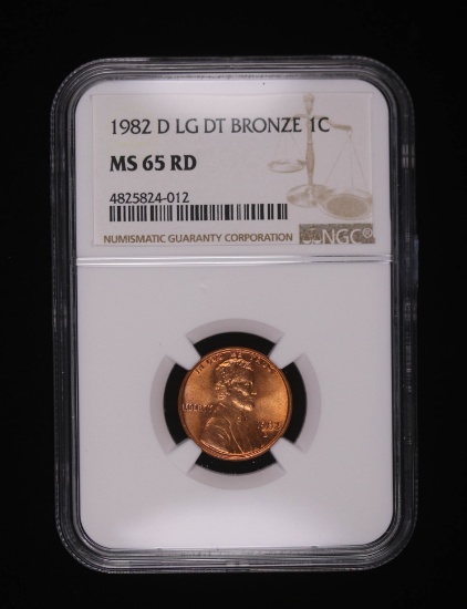 1982 D LINCOLN CENT PENNY COIN LARGE DATE BRONZE NGC MS65 RED