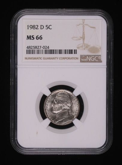 1982 D JEFFERSON NICKEL COIN NGC  MS66