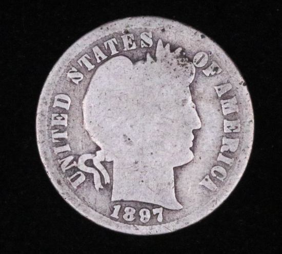 1897 BARBER SILVER DIME COIN