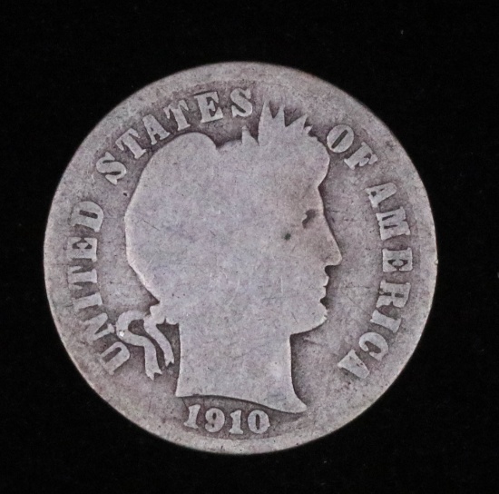 1910 S BARBER SILVER DIME COIN