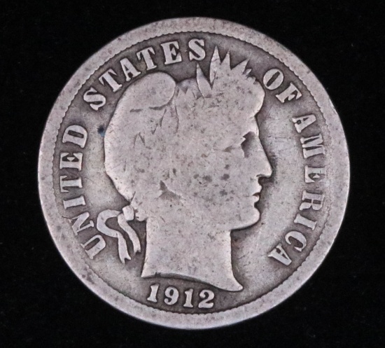 1912 BARBER SILVER DIME COIN