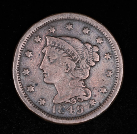 1849 LARGE CENT COPPER COIN