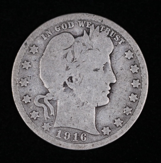 1916 D BARBER SILVER QUARTER DOLLAR COIN