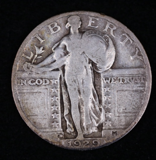 1929 D STANDING SILVER QUARTER DOLLAR COIN