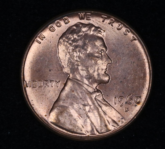 1960 SMALL D LINCOLN CENT GEM BU UNC MS+++ RED!!