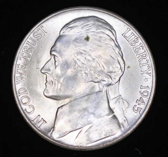 1945 D JEFFERSON SILVER NICKEL COIN GEM BU UNC MS+++