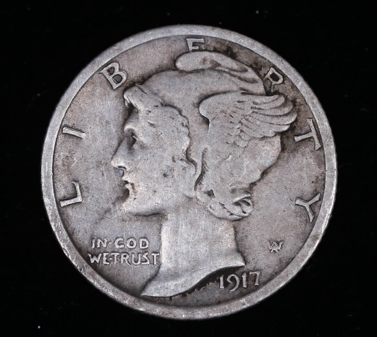 1917 MERCURY SILVER DIME COIN