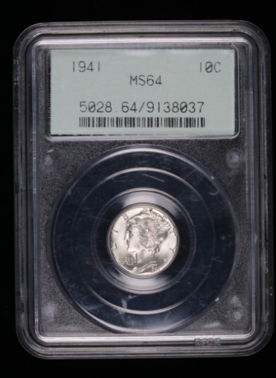 1941 MERCURY SILVER DIME COIN OGH PCGS MS64