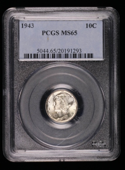 1943 MERCURY SILVER DIME COIN PCGS MS65