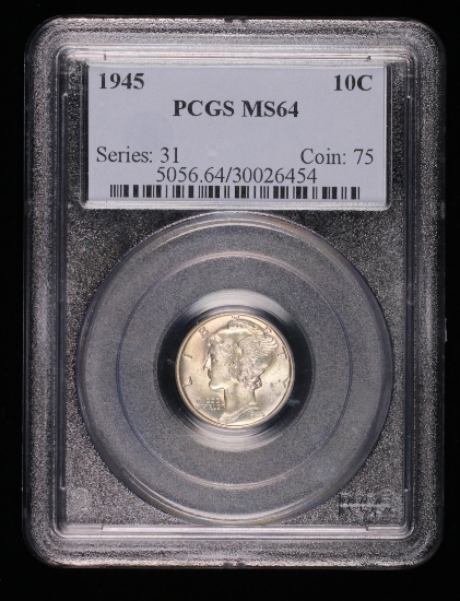 1945 MERCURY SILVER DIME COIN PCGS MS64