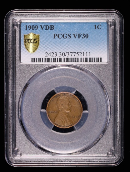 1909 VDB WHEAT LINCOLN CENT PENNY COIN PCGS VF30