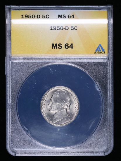 1950 D JEFFERSON NICKEL COIN ANACS MS64