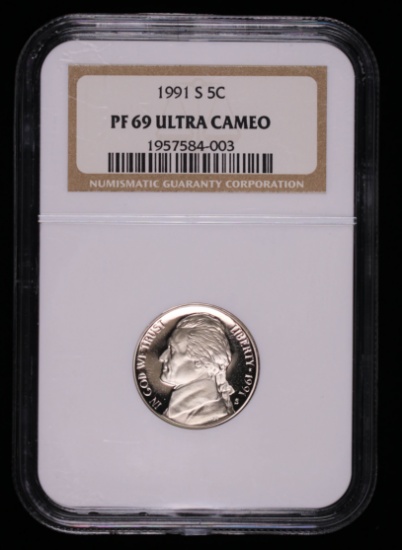 1991 S JEFFERSON NICKEL COIN NGC PF69 ULTRA CAMEO