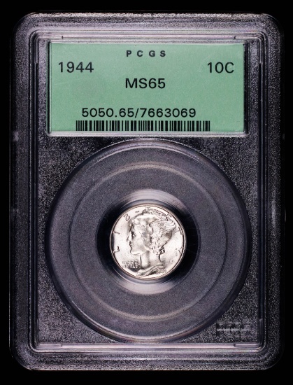 1944 MERCURY SILVER DIME COIN PCGS MS65 OGH