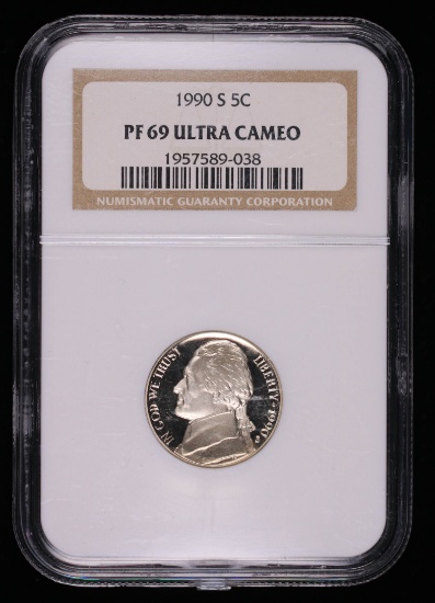 1990 S JEFFERSON NICKEL COIN PROOF NGC PF69 ULTRA CAMEO