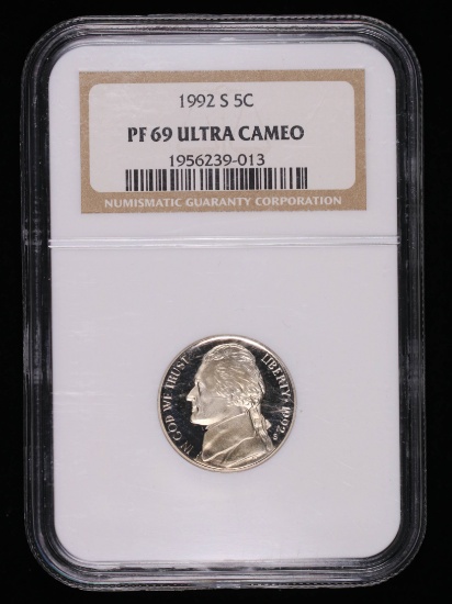 1992 S JEFFERSON NICKEL COIN PROOF NGC PF69 ULTRA CAMEO