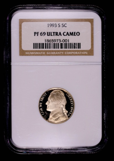 1993 S JEFFERSON NICKEL COIN PROOF NGC PF69 ULTRA CAMEO
