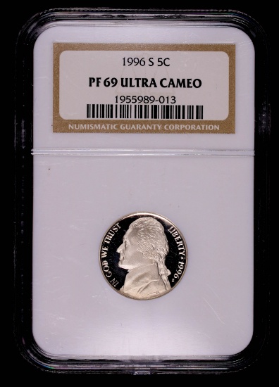 1996 S JEFFERSON NICKEL COIN PROOF NGC PF69 ULTRA CAMEO
