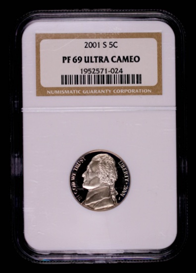 2001 S JEFFERSON NICKEL COIN PROOF NGC PF69 ULTRA CAMEO