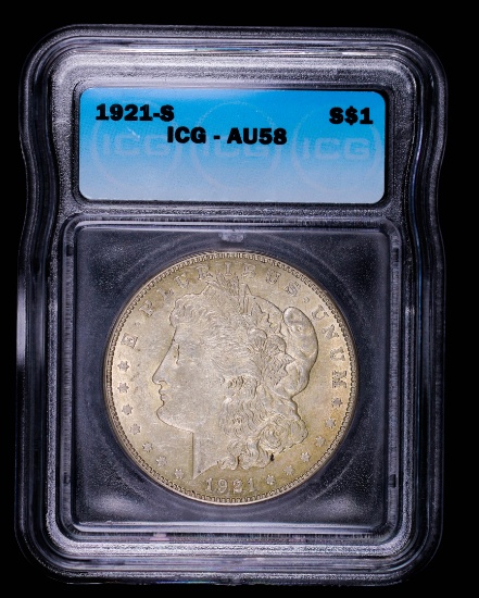 1921 S MORGAN SILVER DOLLAR COIN ICG AU58