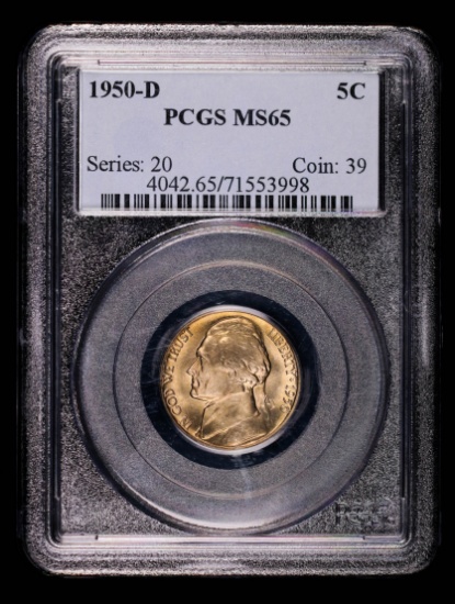 1950 D JEFFERSON NICKEL COIN PCGS MS65