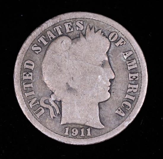 1911 BARBER SILVER DIME COIN