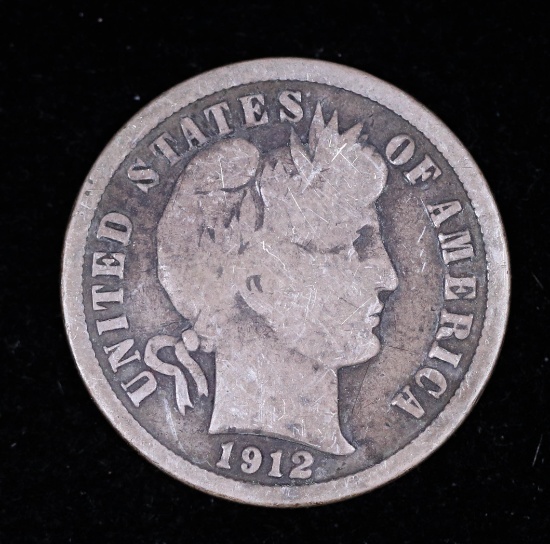 1912 BARBER SILVER DIME COIN